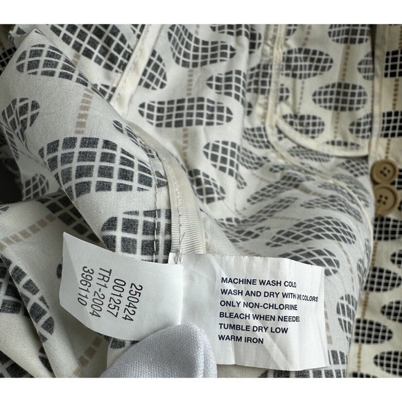 GAP‎ Double Breasted Trench Coat Belted Geo Print Button Up L Chic Vintage 58-02 - Picture 9 of 15